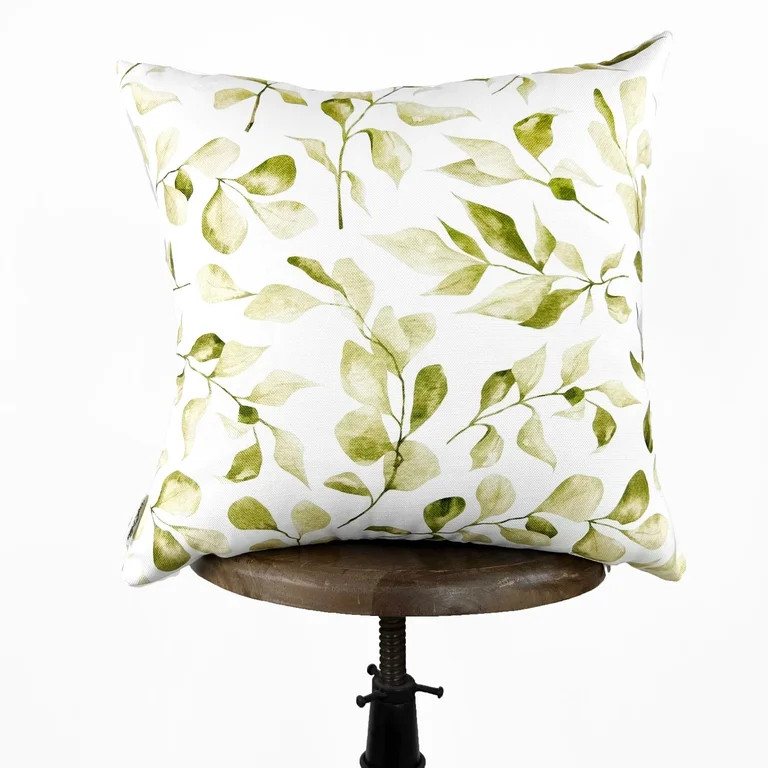 Green Leaves Repeat Pattern | Spring Décor | Easter Decorative Pillows | Farmhouse Décor | Hand... | Walmart (US)