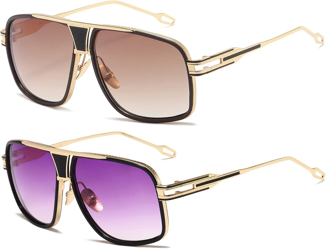 AEVOGUE Sunglasses For Men Goggle Alloy Big Frame Metal Punk Style Shield AE0336 | Amazon (US)