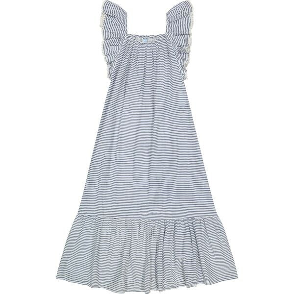 Eva Women's Ruffle Sundress Marine Stripe, Blue | Maisonette