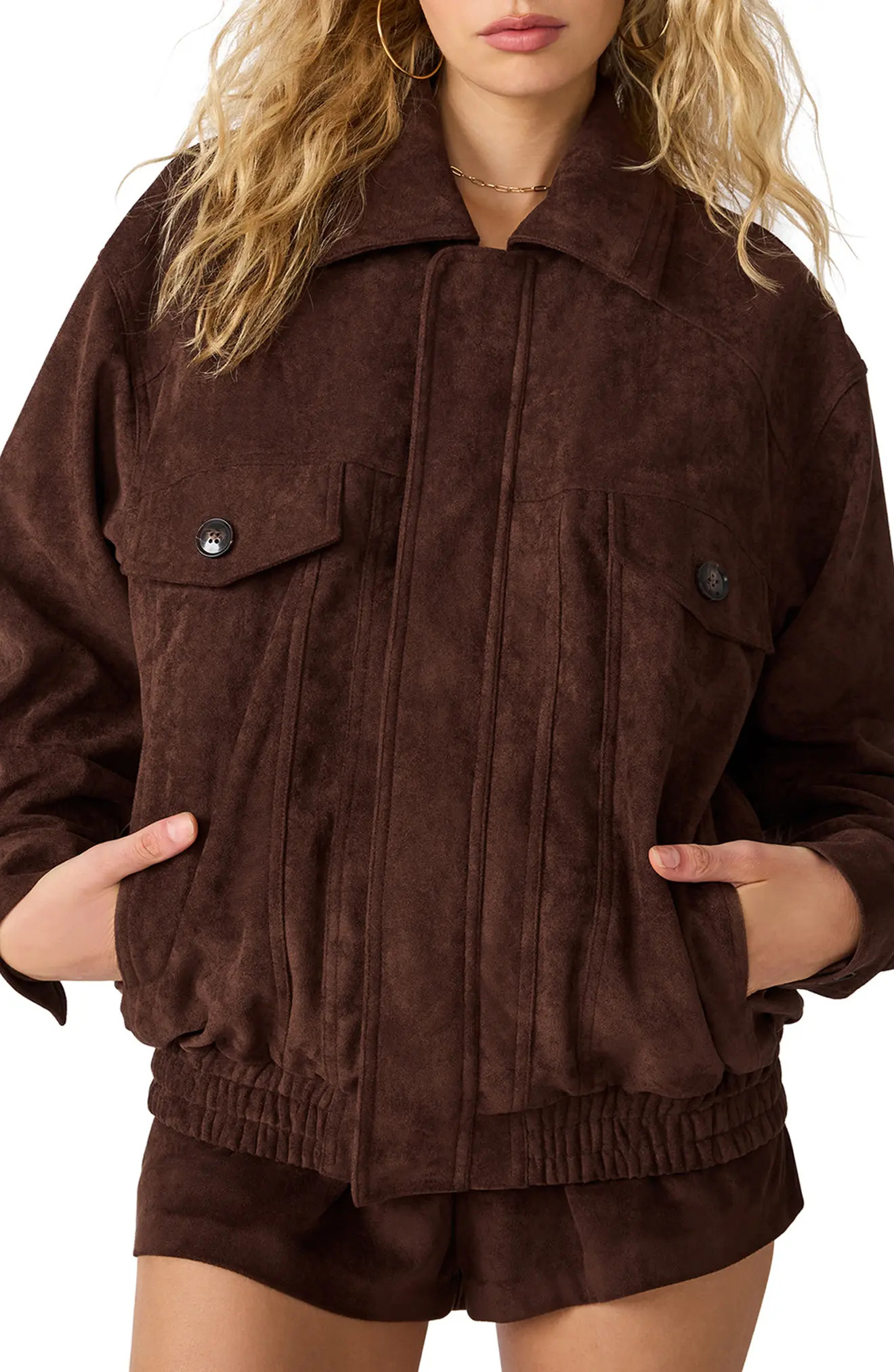 Steve Madden Henson Faux Suede Bomber Jacket (Women) | Nordstrom | Nordstrom