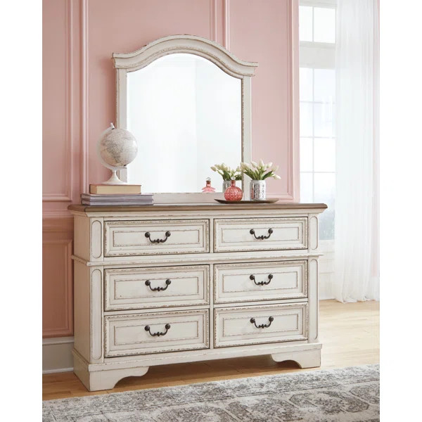 Realyn 6 Drawer 54'' W Double Dresser with Mirror | Wayfair North America
