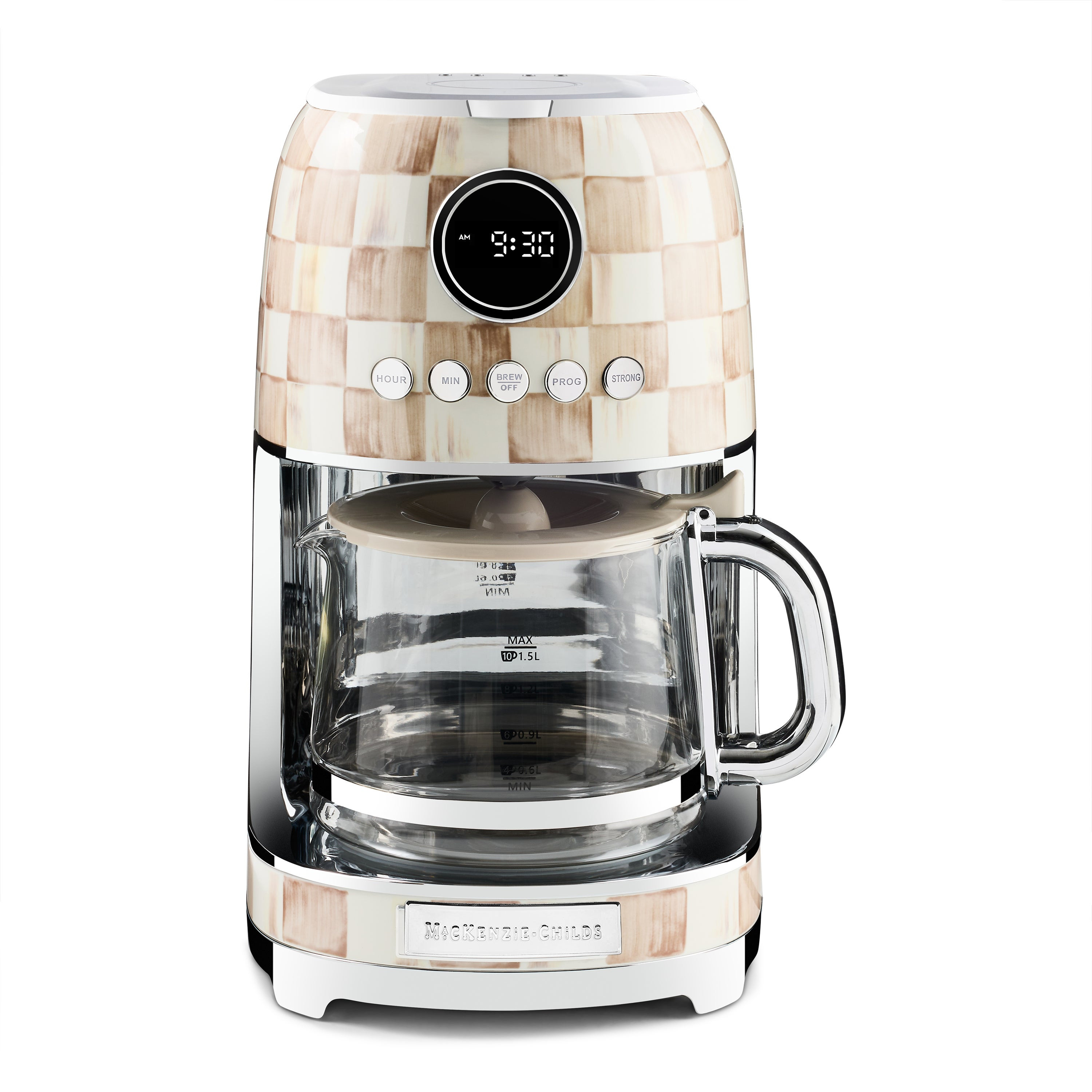 MacKenzie-Childs Mocha Check Drip Coffee Maker | MacKenzie-Childs