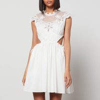 Self-Portrait Women's Cotton Chemical Lace Bib Mini Dress - White - UK 6 | Coggles (Global)