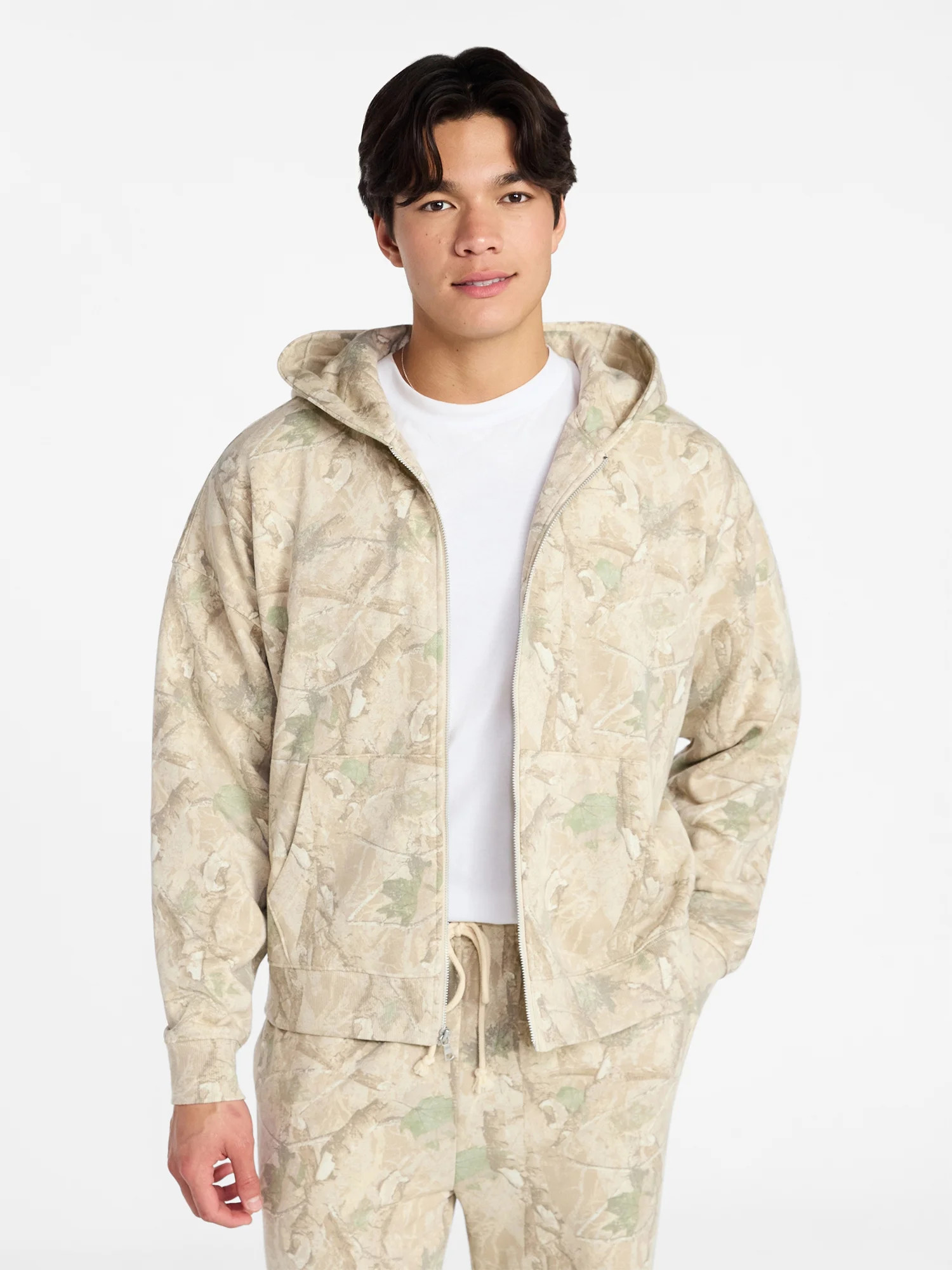 No Boundaries Boxy Oversized Fit Fleece Zip Hoodie Sweatshirt with Long Sleeves, Men's XS-4XLT | Walmart (US)