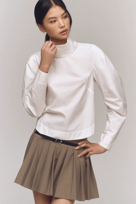 By Anthropologie Long-Sleeve Mock-Neck Rounded Shoulder Top | Anthropologie (US)