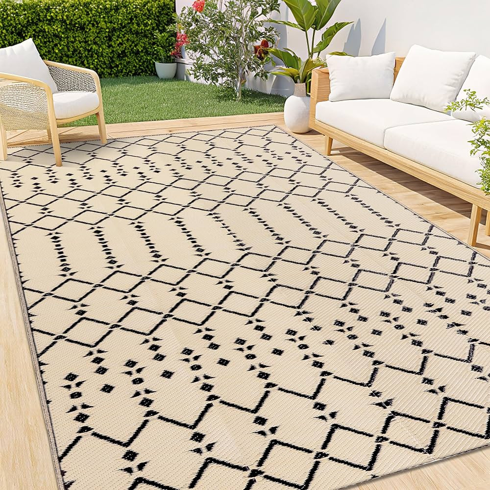 Smiry Outdoor Rug 8x10 ft, Waterproof Reversible Plastic Straw Rugs, Boho Outdoor Area Rug, Outsi... | Amazon (US)