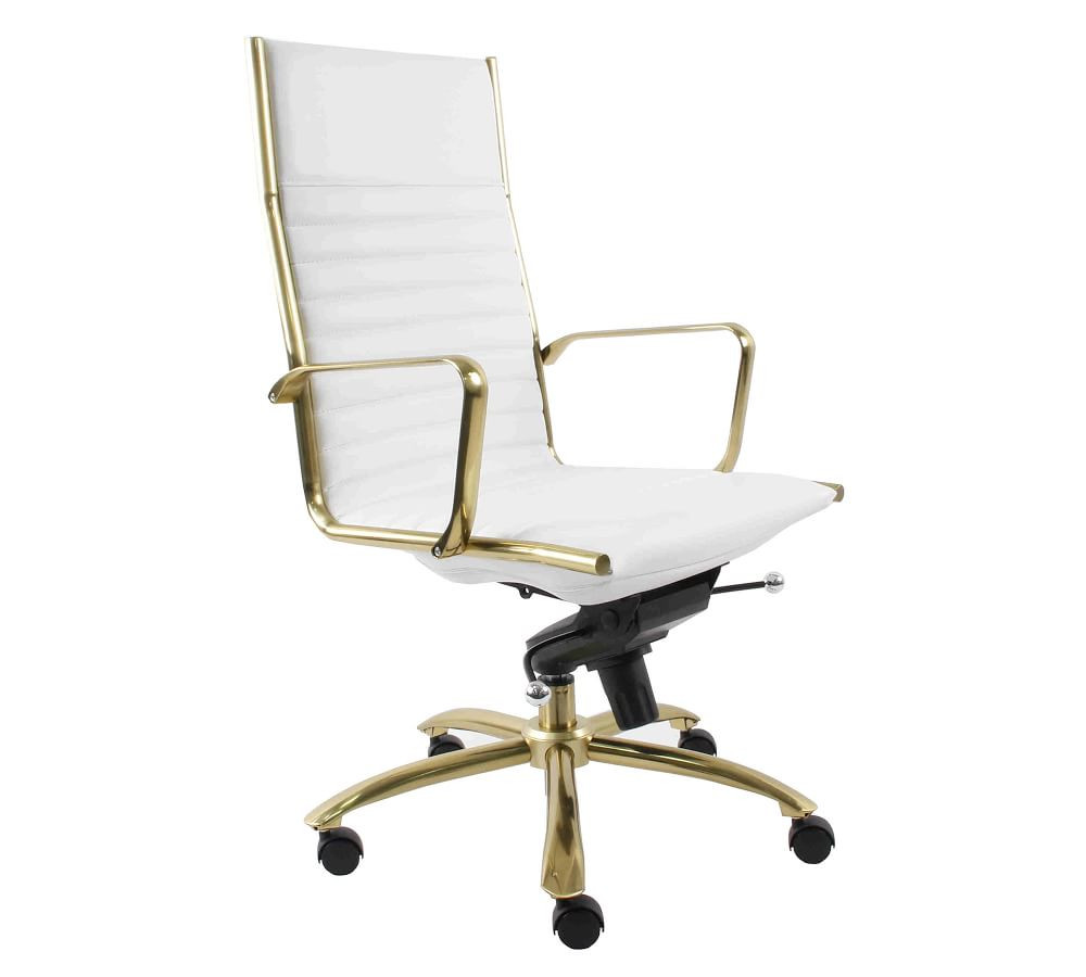 Fowler High Back Desk Chair, White/Gold | Pottery Barn (US)