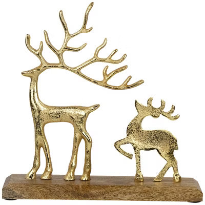 Northlight Reindeer and Fawn Metal Christmas Figure - 10.25" - Gold | Target