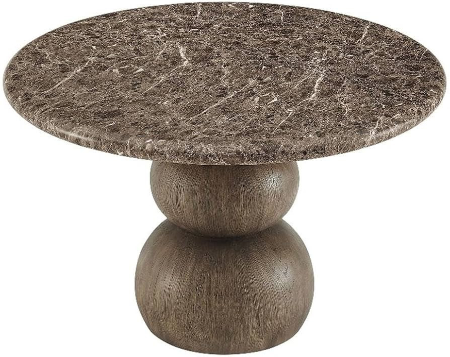 Modway Pietra Modern Sculptural Indoor/Outdoor Round Dining Table in Dark Emperador Marble \u2013... | Amazon (US)