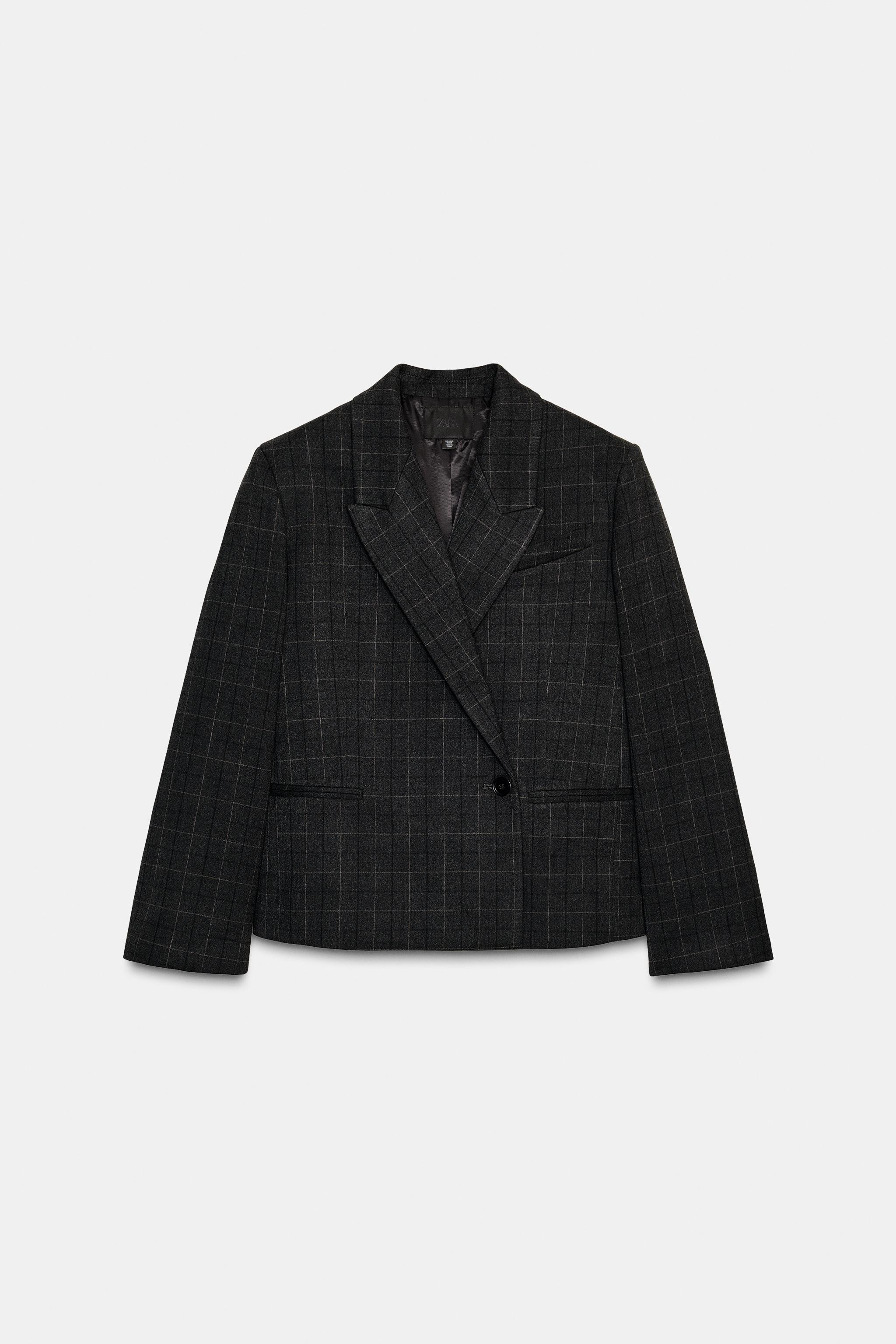 OVERSIZE CROPPED CHECK BLAZER | Zara AU