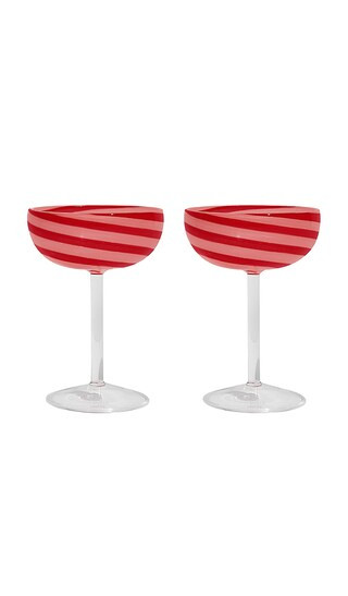 Swirl Coupe Glasses Set Of 2 in Red & Pink | Revolve Clothing (Global)