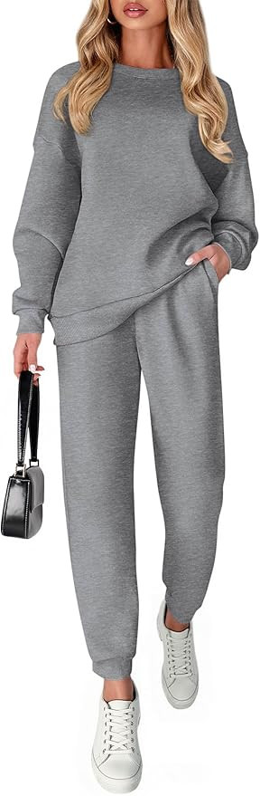 KIRUNDO Fall Sweatsuits Women 2 Piece Outfit 2025 Matching Lounge Sets Sweatshirt Jogger Sweatpan... | Amazon (US)