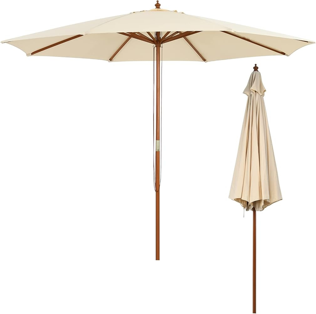 Tangkula 10FT Patio Umbrella, Outdoor Table Market Umbrella w/8 Wooden Ribs, 3 Adjustable Heights... | Amazon (CA)