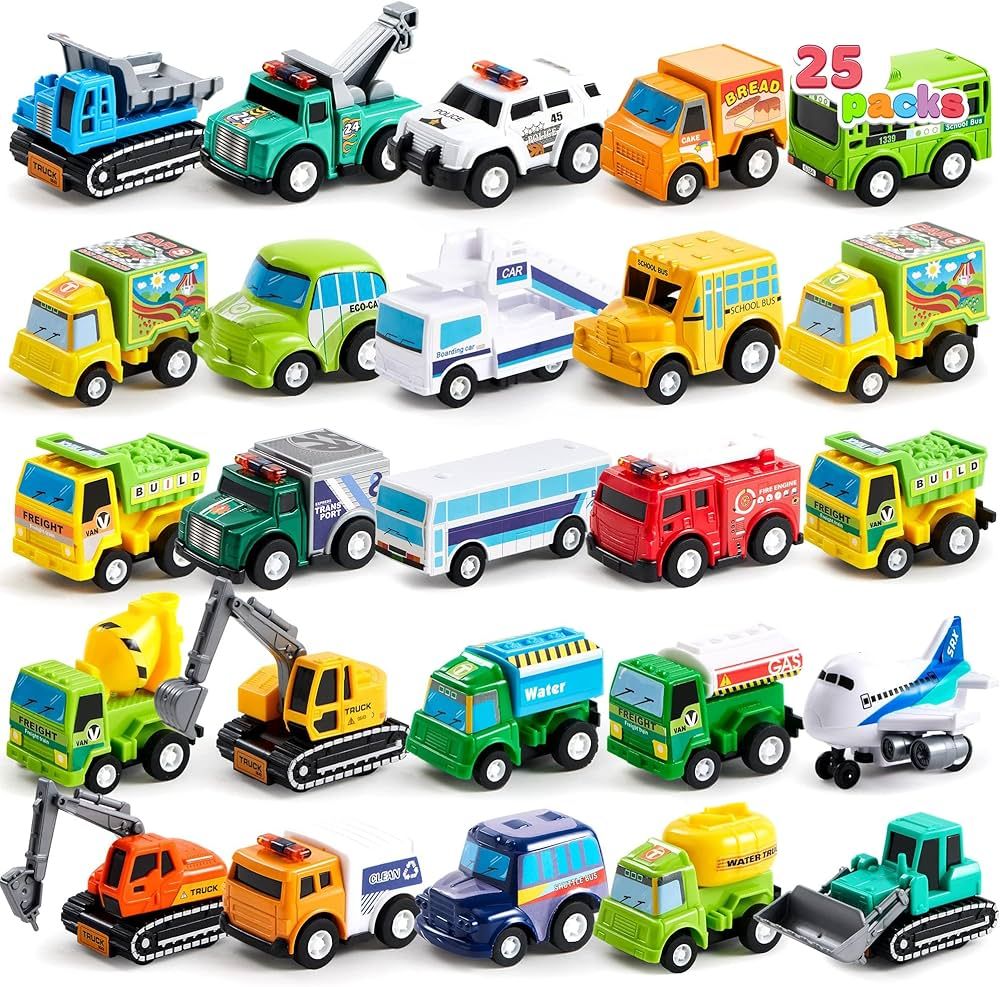 JOYIN 25 Pieces Pull Back Cars and Trucks Toy Vehicles Set for Toddlers, Girls and Boys Kids Play... | Amazon (US)