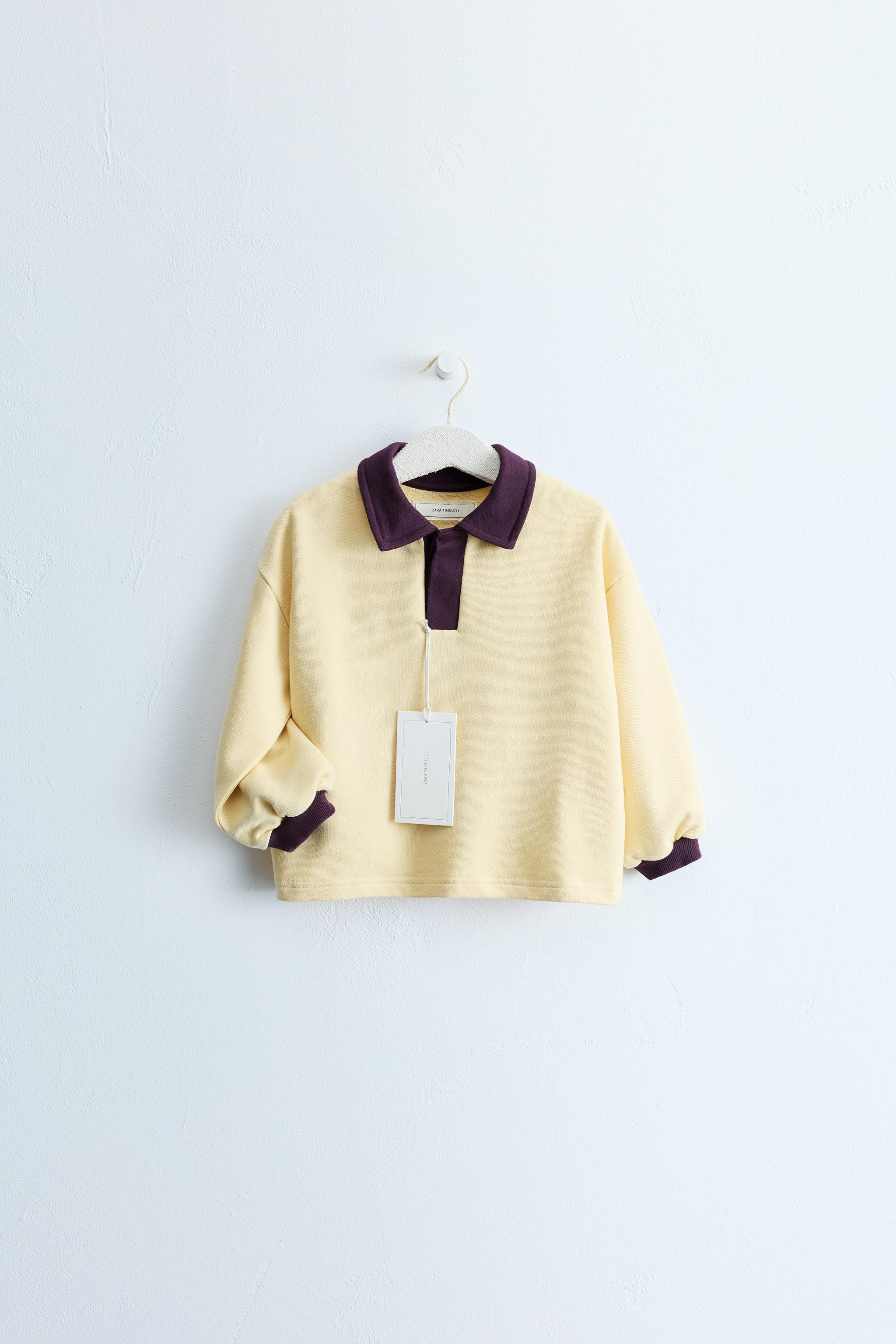 ZARA TIMELESS - CONTRAST POLO COLLAR SWEATSHIRT | Zara US