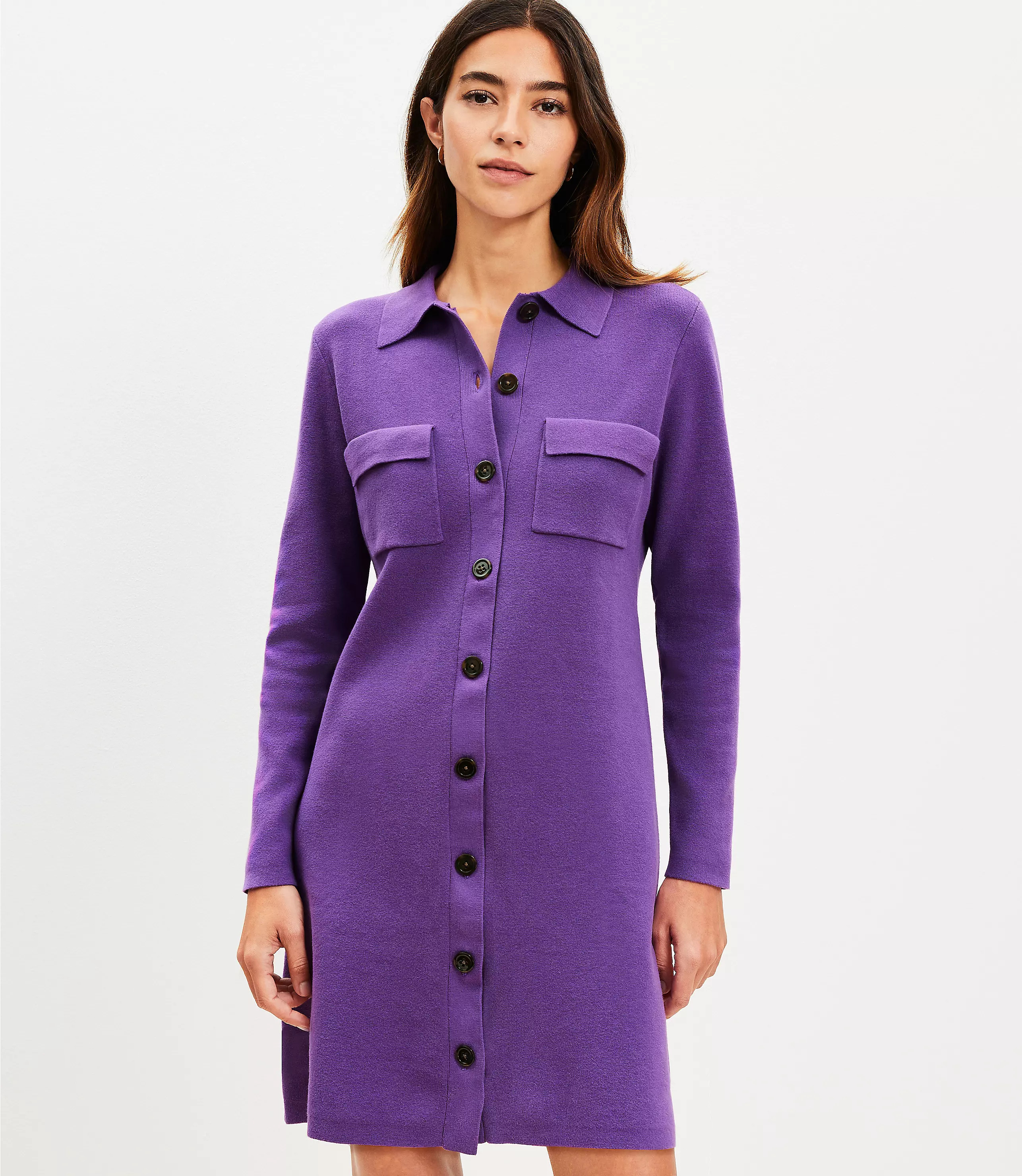 Petite Pocket Mini Sweater Shirtdress | LOFT