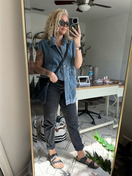 Amazon jean vest, Abercrombie mom jeans Amazon sunglasses, Birkenstocks 

#LTKover40 #LTKfindsunder100 #LTKstyletip