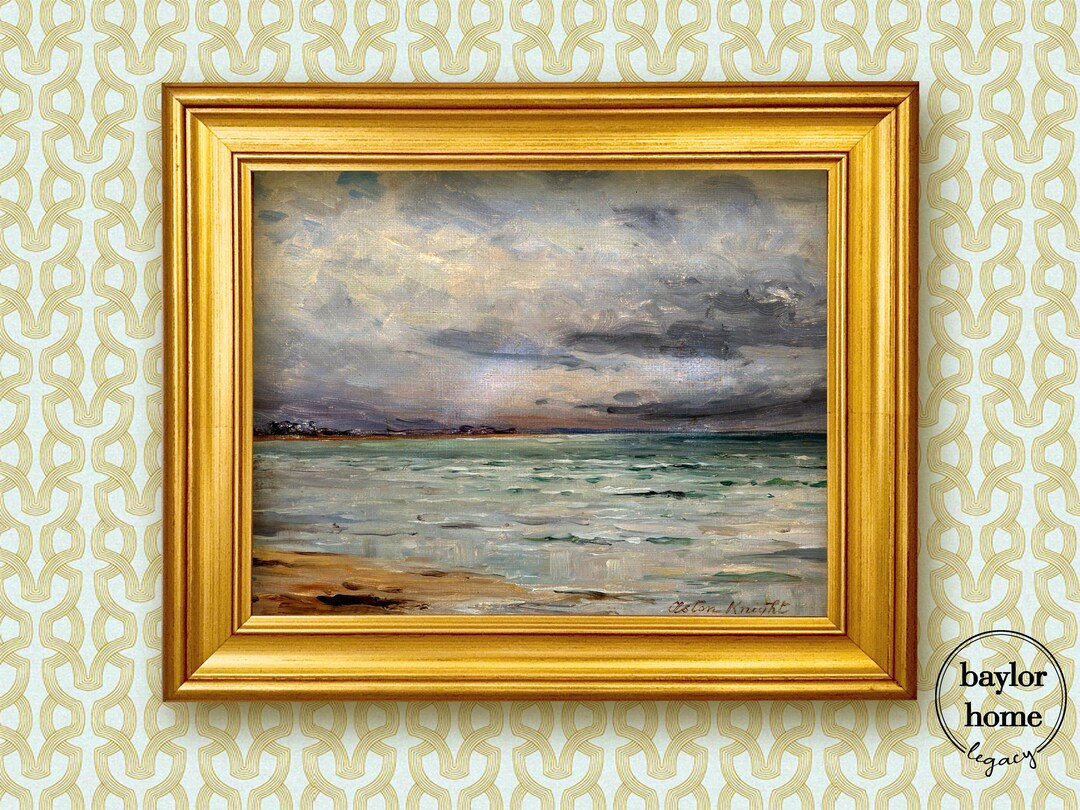 Framed Abstract Seascape Oil Painting Print on Canvas, Vintage Ocean and Sky Art - Etsy | Etsy (US)