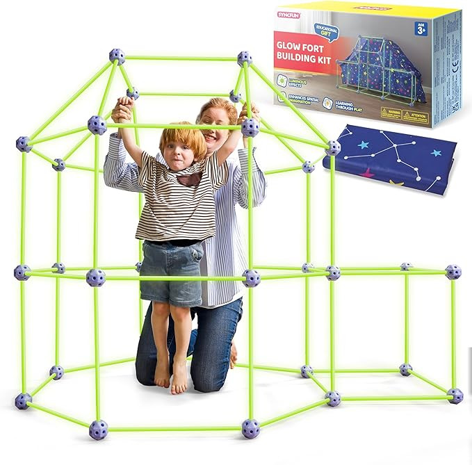 SYNCFUN Glow Fort Building Kit Indoor Outdoor for Kids, Glow in The Dark Creative Fort, DIY Castl... | Amazon (US)