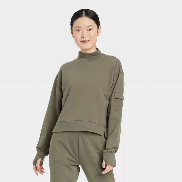Women's French Terry Butter Wash Sweatshirt - All in Motion™ | Target