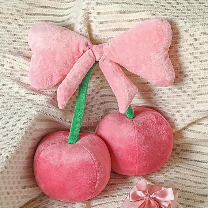 Small Pink Bow Pillow Cherry Throw Pillow Aesthetic Cute Throw Pillow Coquette Room Decor Funny P... | Amazon (US)