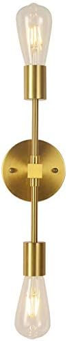 BAODEN Brushed Brass Wall Sconce 2 Lights Bathroom Vanity Modern Industrial Wall Lamp Wall Mount ... | Amazon (US)