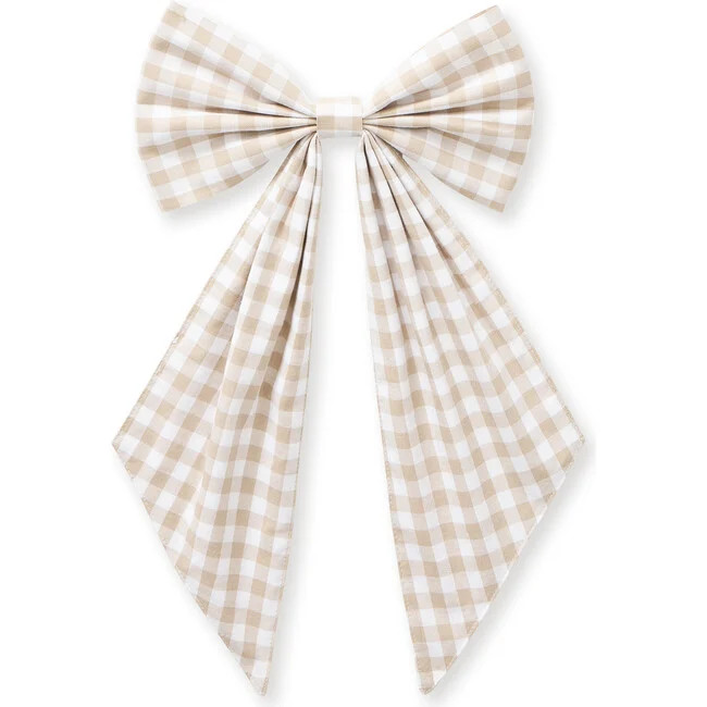 Petite Plume | Camel Gingham Wreath Bow (Beige) | Maisonette | Maisonette