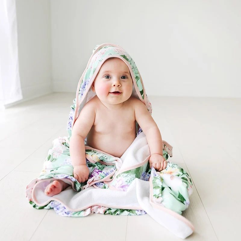 Posh Peanut Erin Ruffled Hooded Towel - Green | Verishop