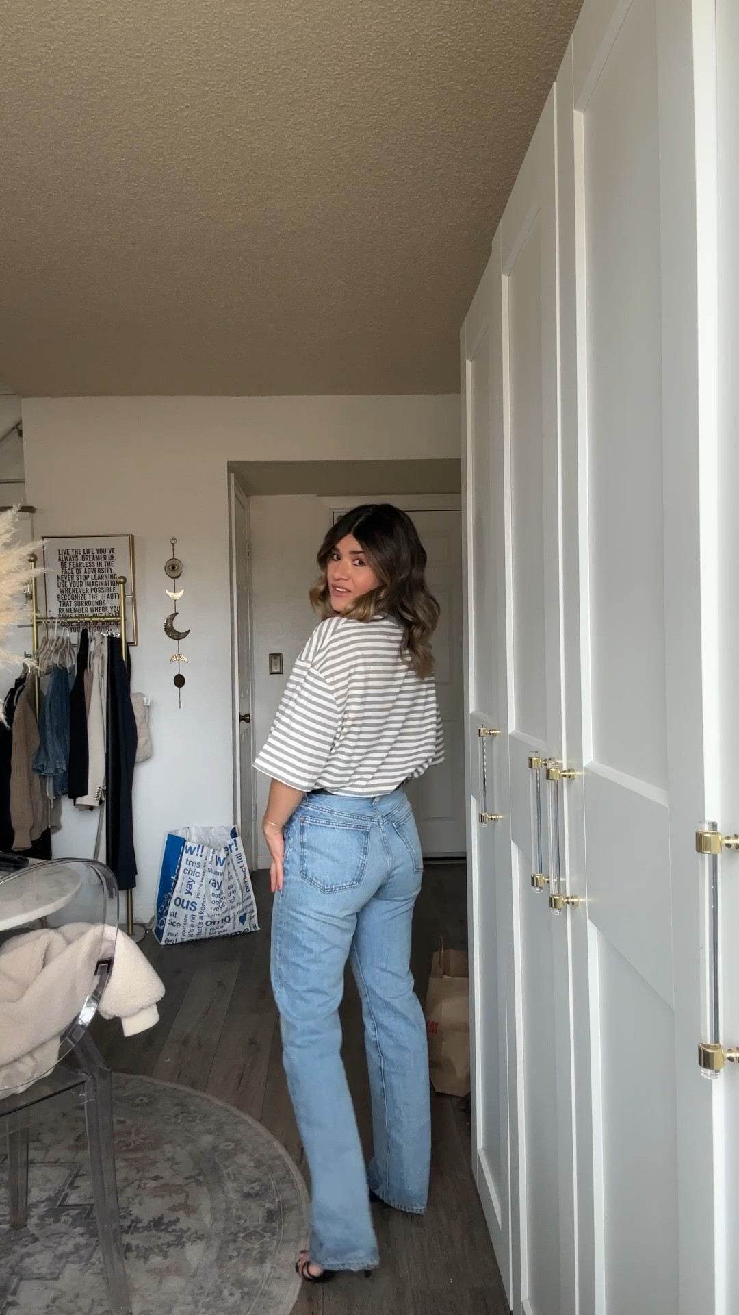 The cutest tees for spring and summer! They come in a bunch of colors and feel and look so good! Love them! They run tts, make sure to order your regular size. 
Tee size small
Jeans size 25

#LTKootd #LTKgrwm #LTKmomlife