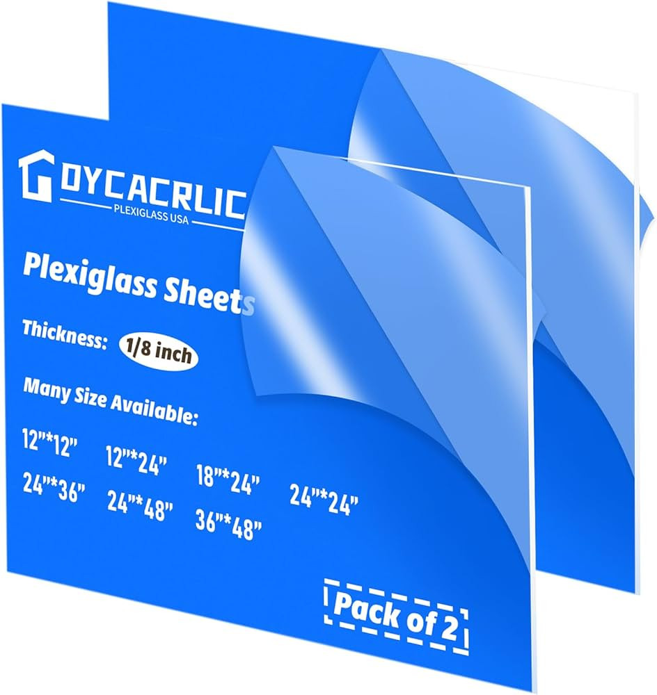 2 Pack 18x24 inch Clear Acrylic Sheets 1/8" Thick - 18x24 Plexiglass Sheets 1/8 inch Thick for La... | Amazon (US)