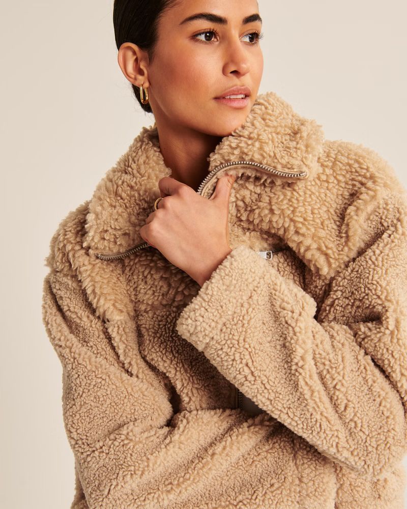 Women's Mixed Texture Sherpa Jacket | Women's 30% Off Select Styles | Abercrombie.com | Abercrombie & Fitch (US)