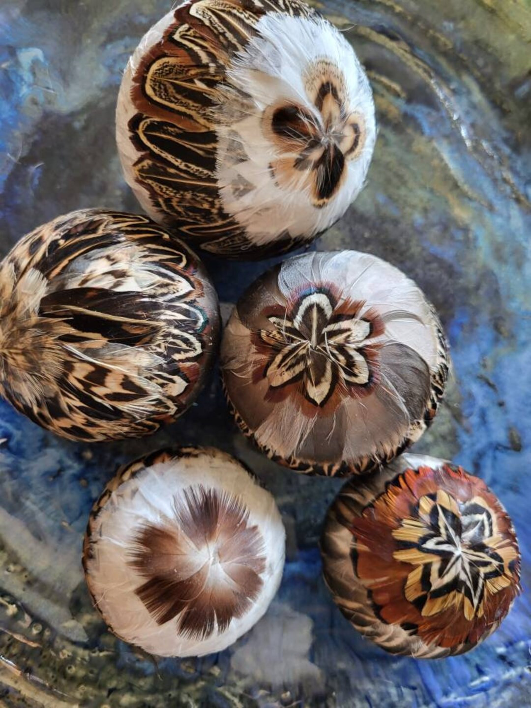 Five Feather Balls. A Variety Grouping of Three Sizes. Free - Etsy | Etsy (US)