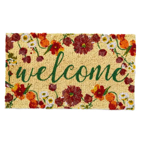 tag Blooming Welcome Coir Mat Indoor Outdoor Rectangle Door Mat in Yellow at Nordstrom, Size Medium | Nordstrom