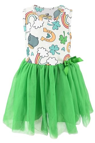 Unique Baby Girls Sleeveless St Patricks Day Tutu Dress Outfits for Girl Toddler and Big Kids (12Y, Shamrock Skies) | Amazon (US)