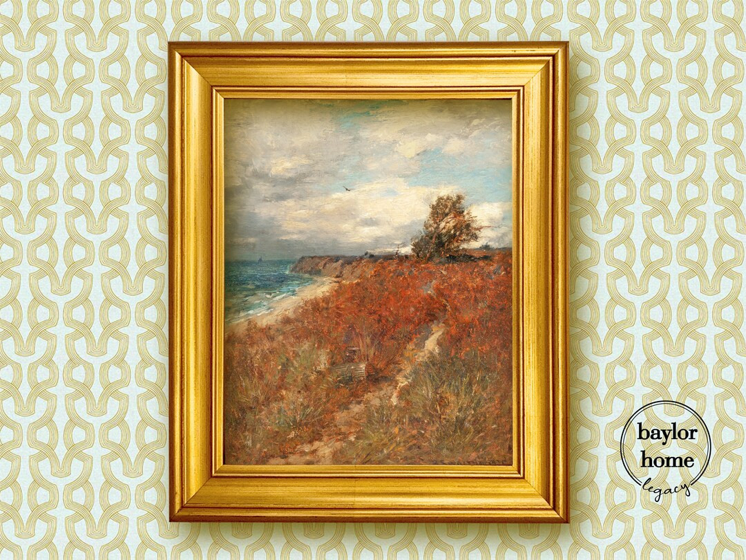 Framed Martha's Vineyard, New England Coastal Scene, Landscape Oil Painting Print on Canvas, Vint... | Etsy (US)
