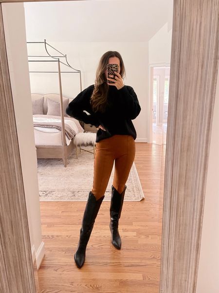 Spanx Suede Leather Leggings: run true to size, wearing size S  

#LTKstyletip