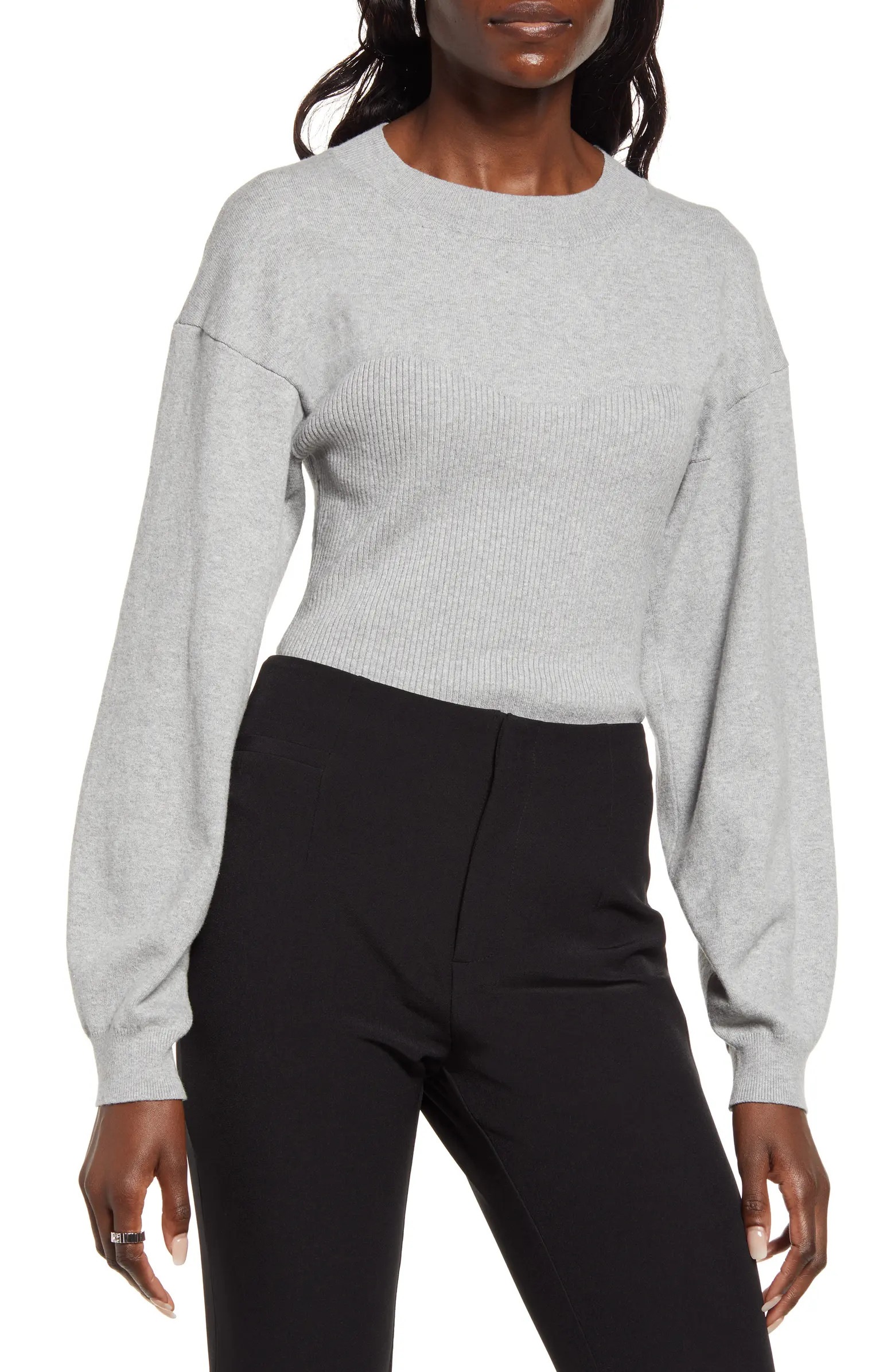 Corset Detail Cotton Blend Sweater | Nordstrom