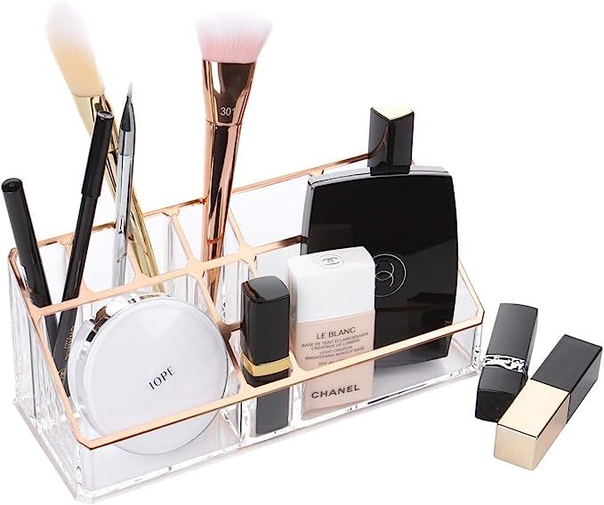 Moosy Life Rose Gold Desktop Acrylic Makeup Organizer, Brush Holder | Amazon (US)