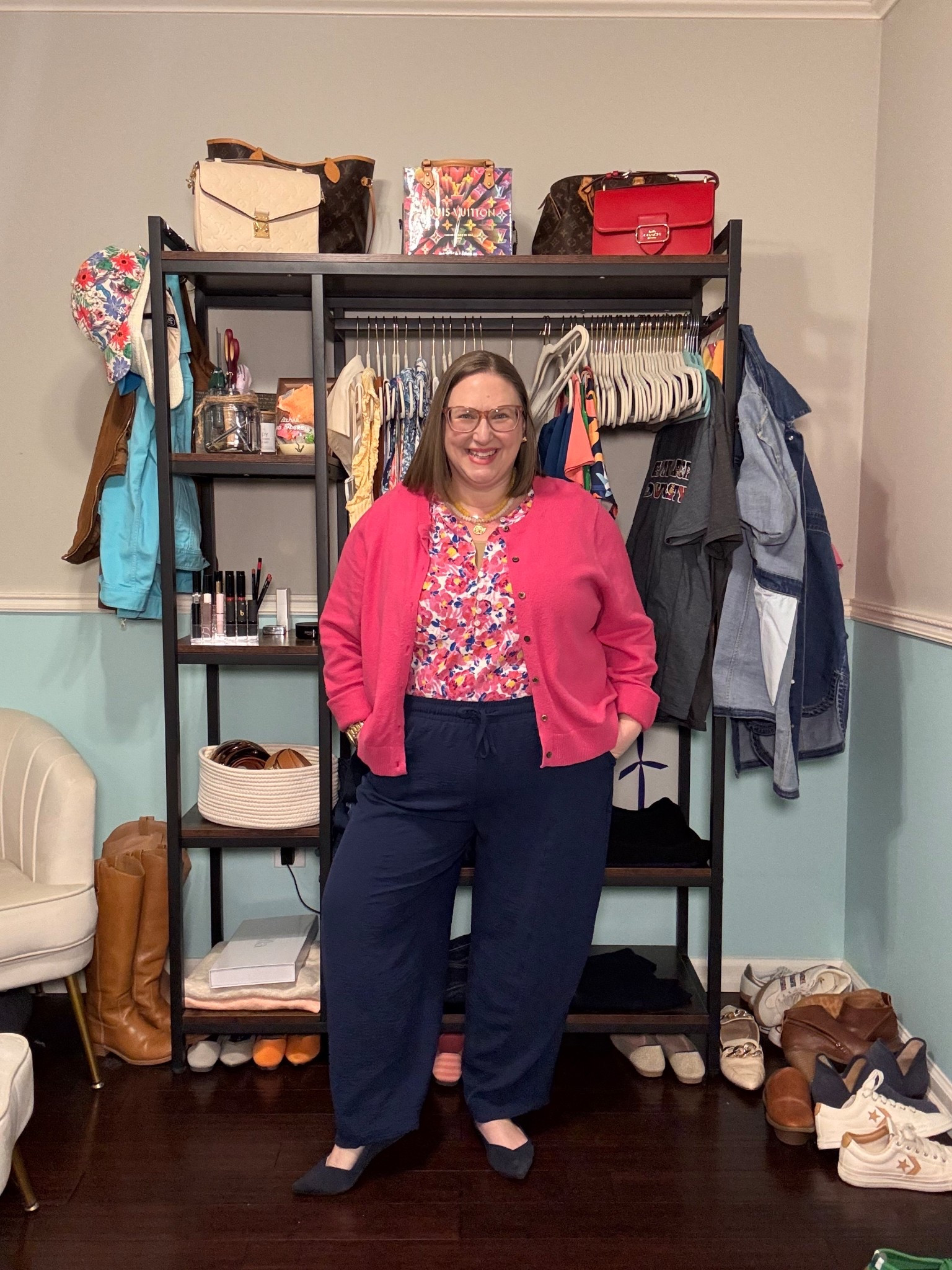 Blouse is super old from Walmart & I can’t find anything similar to it atm. 

I wear a 1X petite in Talbots cardigans. 

Pants are petite friendly (I’m 5’1”) and I’m wearing XXL.

PS The V-NECK GIRLFRIEND CARDIGAN from Talbots in Daisy? That’s spring 🌷 too!

#LTKPetite #LTKPlusSize #LTKWorkwear