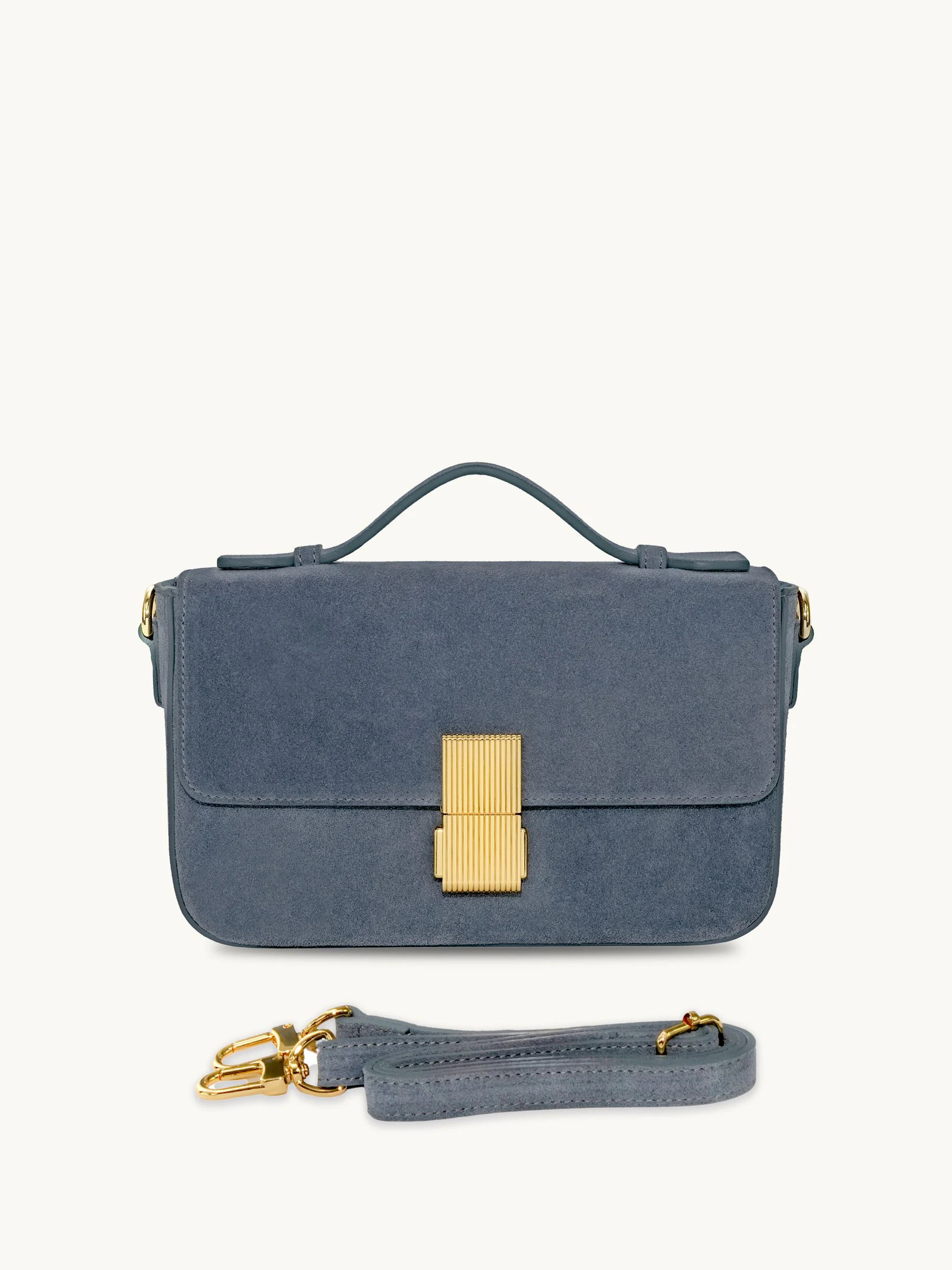 Apatchy Apatchy Denim Blue The Flora Suede Top Handle Bag | Next US