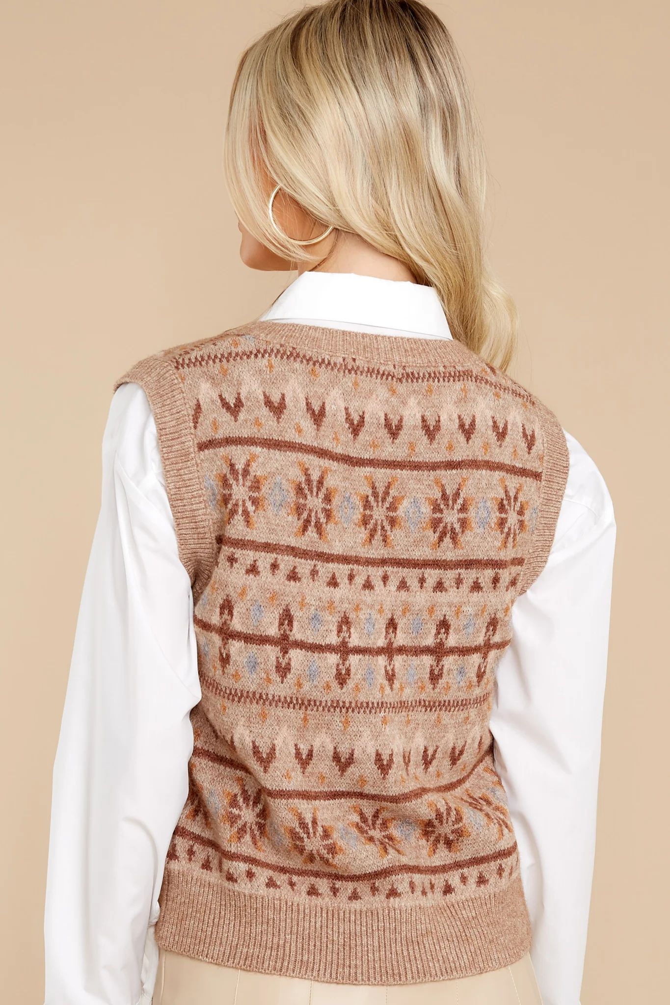 Modern Sophistication Brown Multi Knit Sweater Vest | Red Dress 