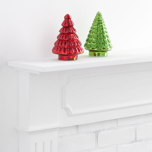 Red and Green Glass Tree Decor Set of 2 by World Market | World Market