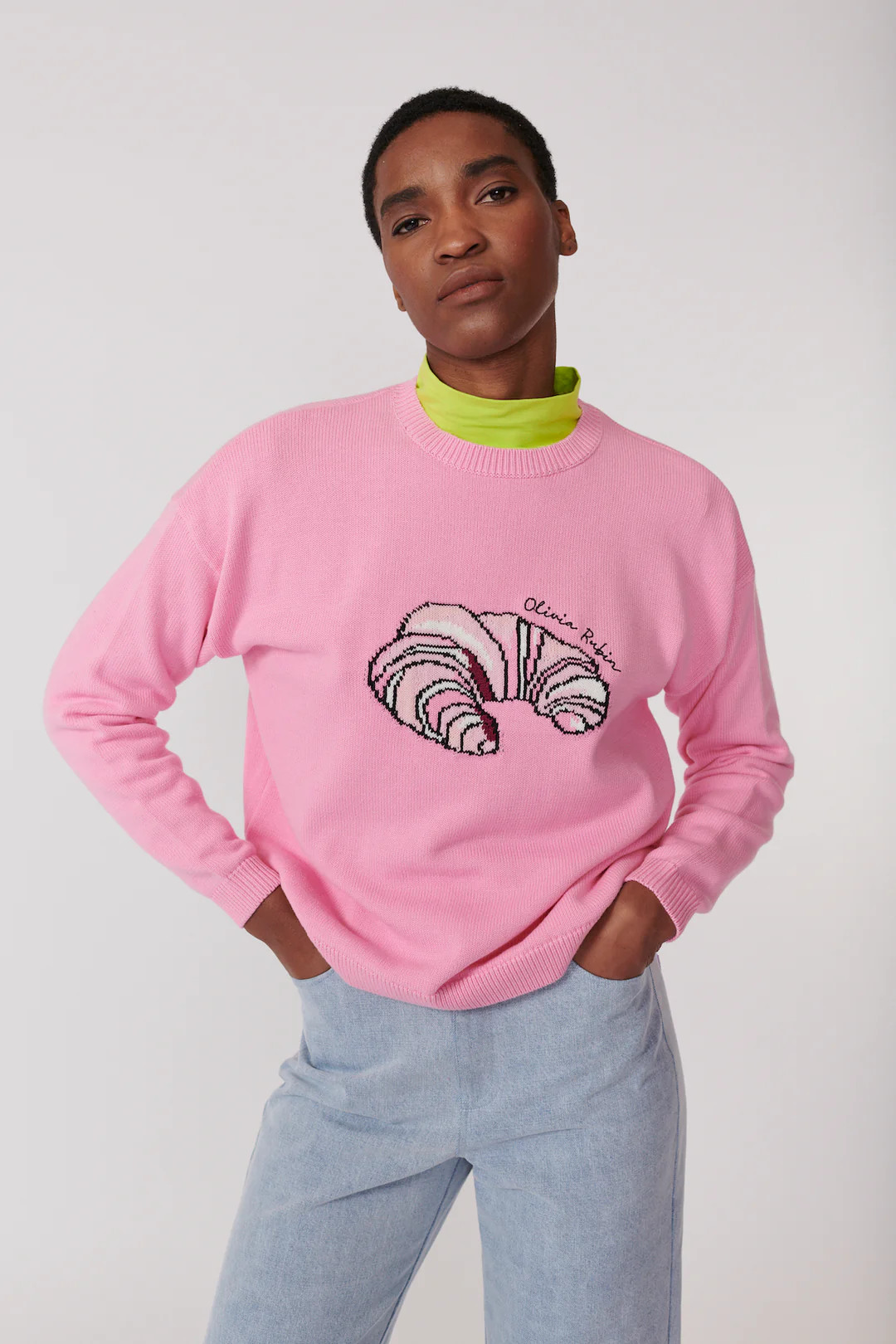 Aria Pink Croissant Jumper | Olivia Rubin