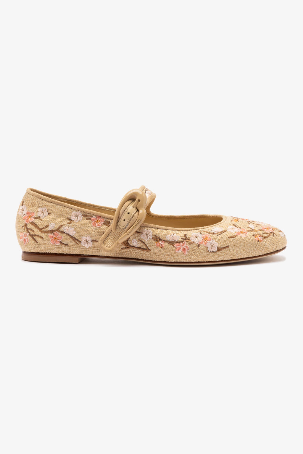 Verona Ballet Flat In Beige Sakura Printed Raffia | Larroude