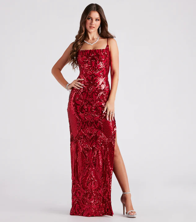 Bethany Formal Sequin Slit Long Dress | Windsor Stores