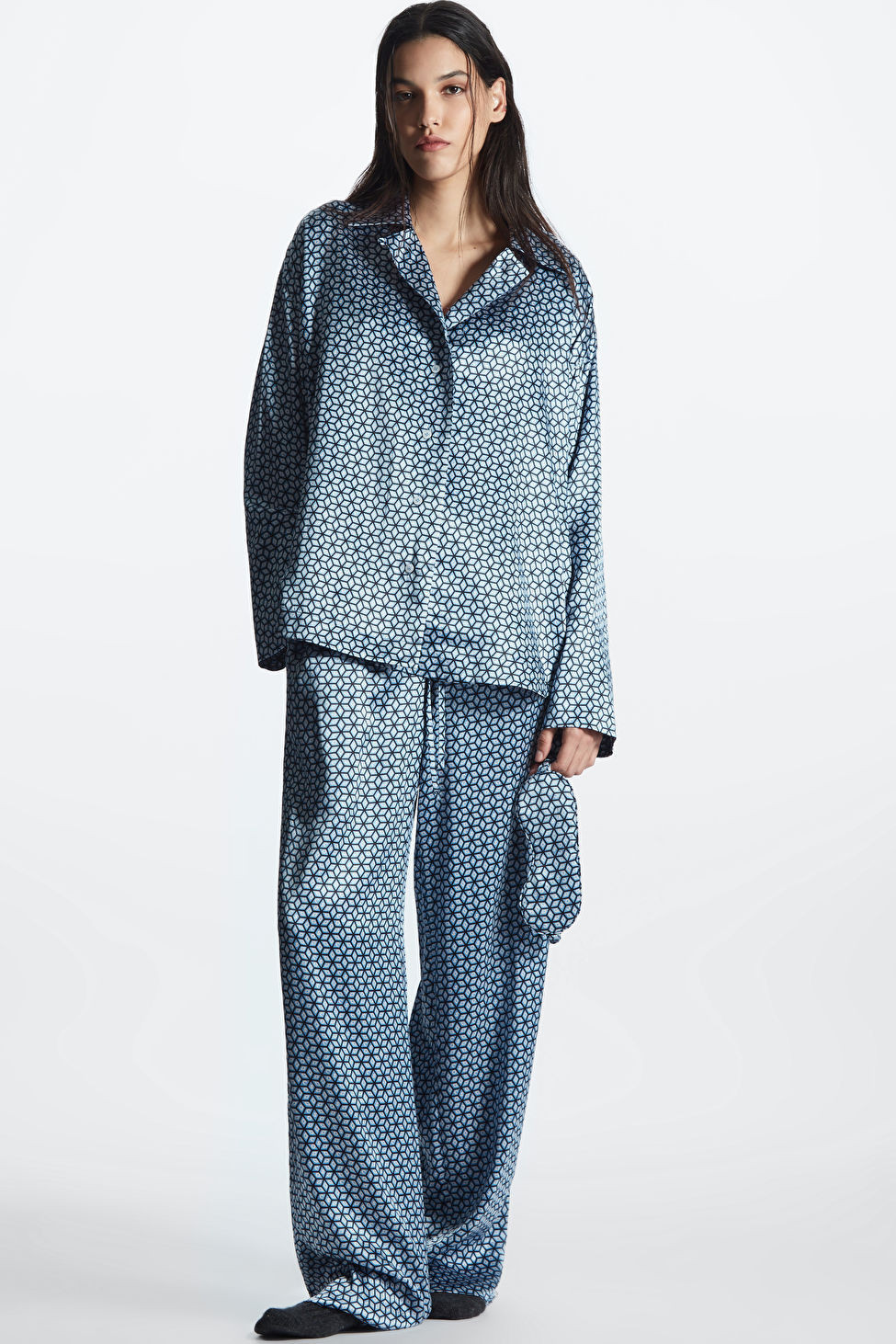 PRINTED PURE SILK PYJAMA TROUSERS - LIGHT BLUE / PRINTED - Loungewear - COS | COS (US)