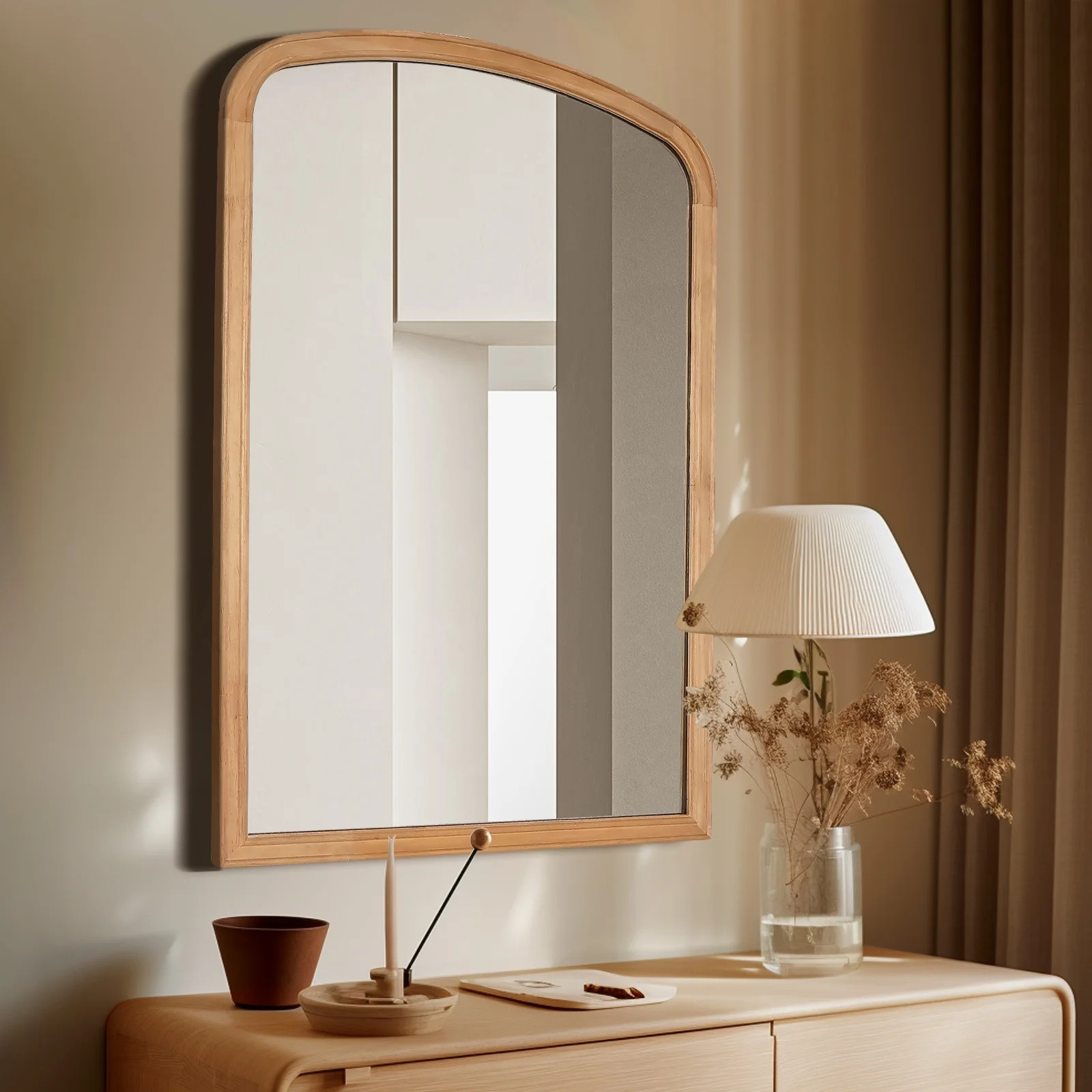 WallBeyond Wood Frame Rustic Arched Wall Mirror for Bathroom or Living Room Wall Decor, 24" × 36... | Walmart (US)