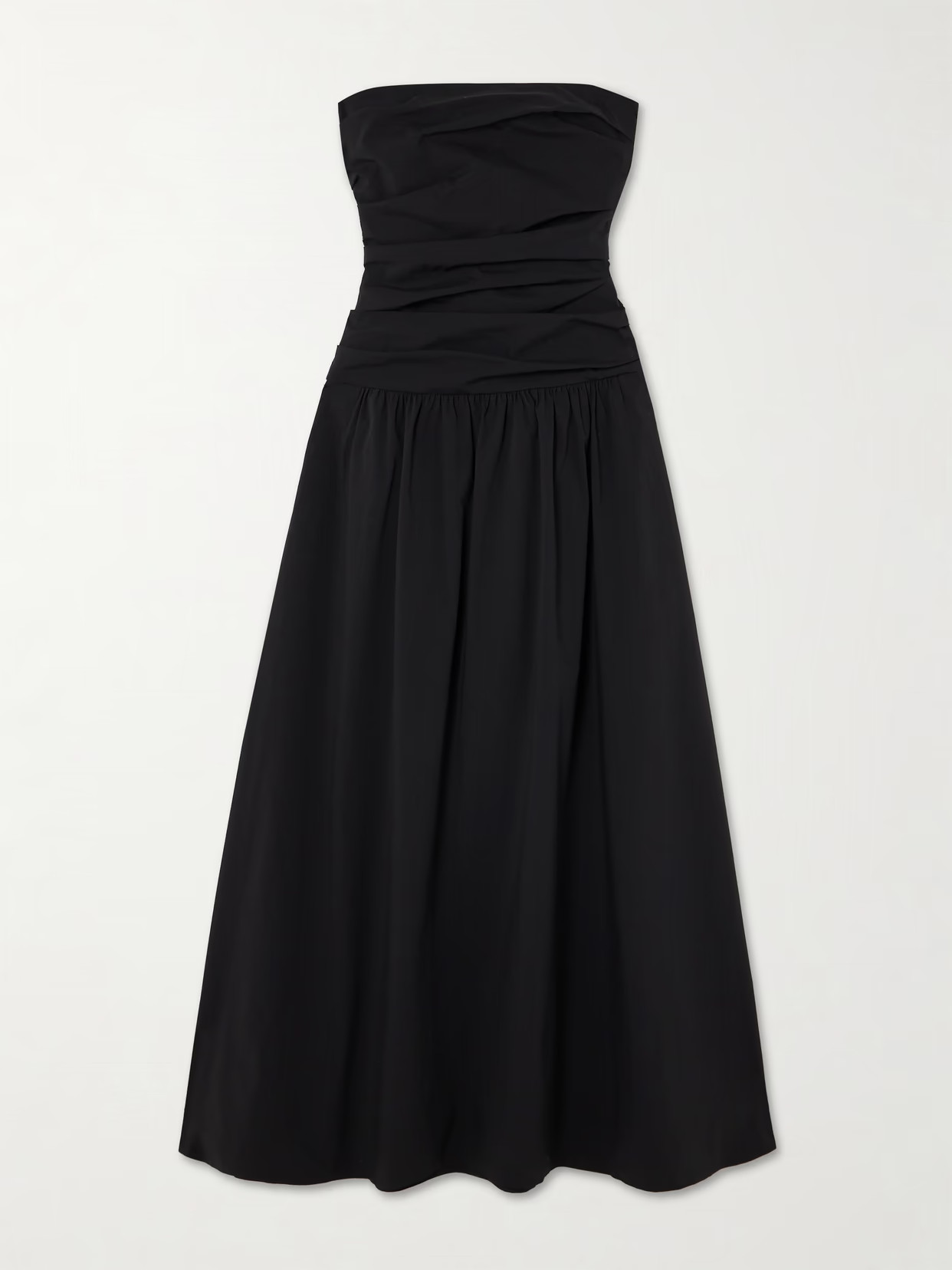 ST. AGNI - Strapless Tie-back Crinkled Cotton-blend Maxi Dress - Black | NET-A-PORTER (US)