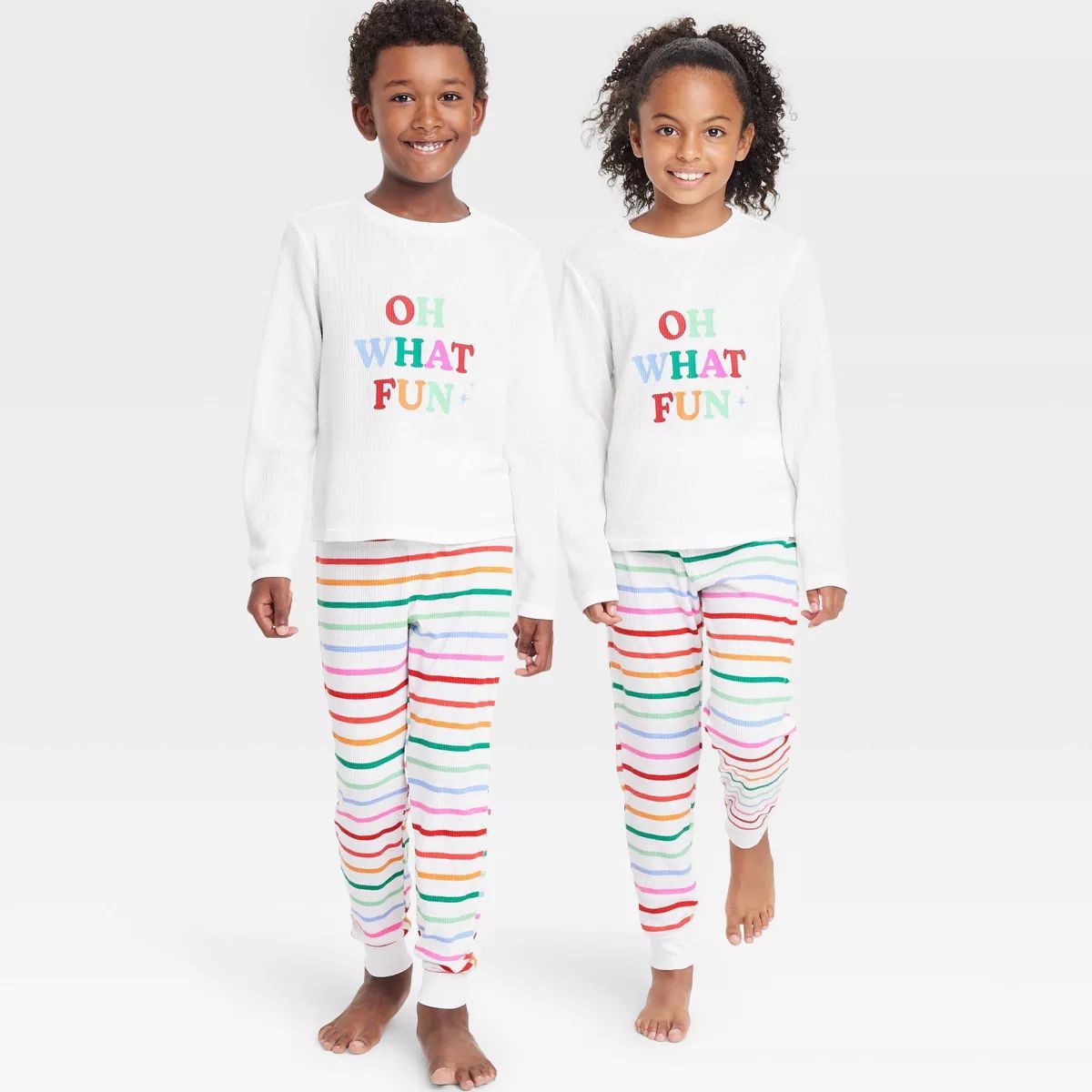 Kids' Striped Oh What Fun Matching Family Thermal Pajama Set - Wondershop™ White | Target