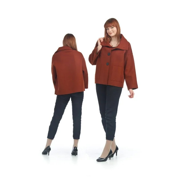 Papillon - Rust Thick Fabric Short Jacket - JT06715 RUST XS Contemporary Woman's Fashion | Walmart (US)